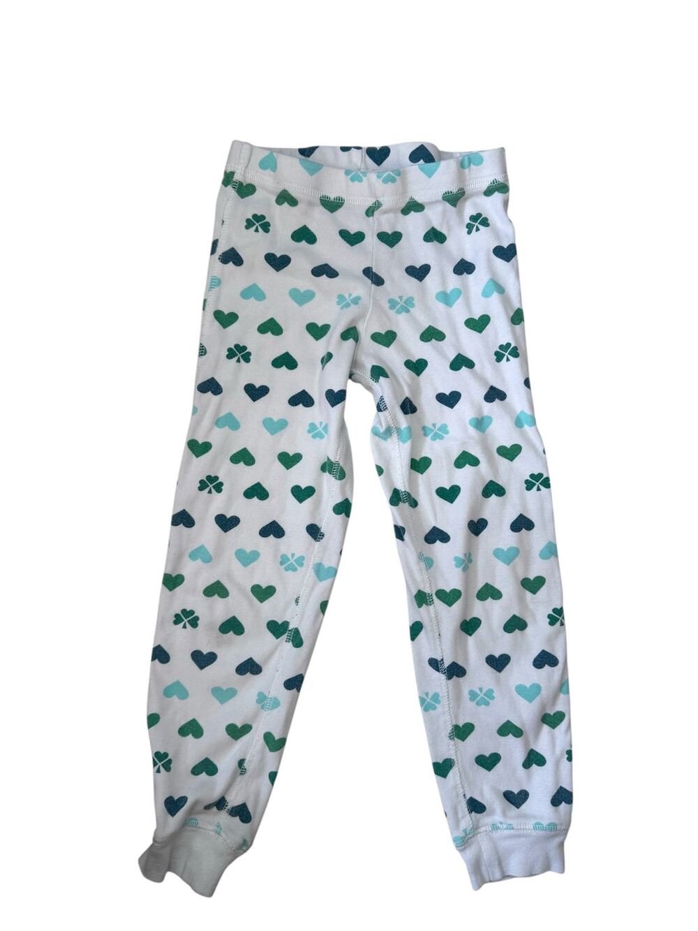 PRIMARY Lucky Shamrock Pajama Pants Size 4-5 Kids White Green Organic Unisex